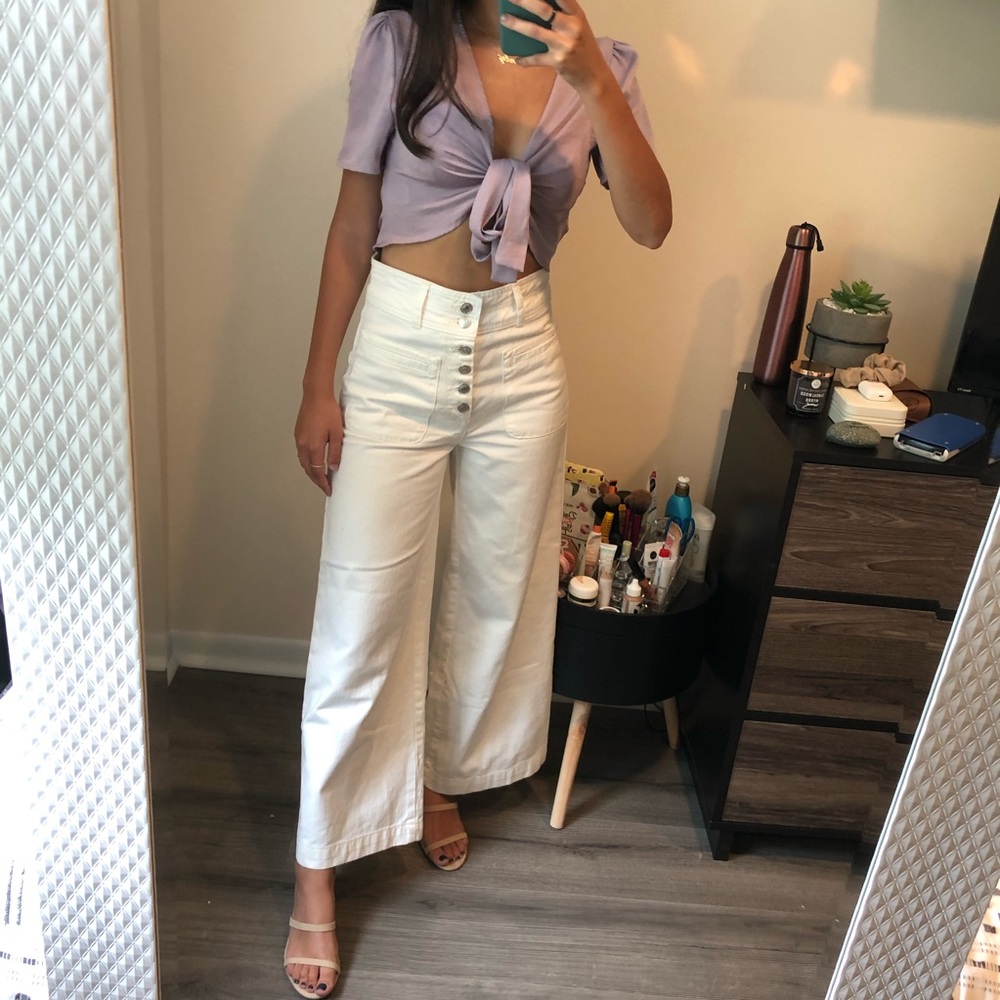 Free People Wide Leg Jeans White